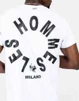 Les Hommes Arrow Back Print White T-Shirt