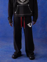 True Religion Blu X Track Pants Wide Leg Faint Black