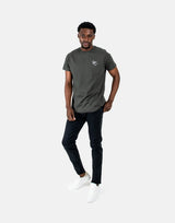 Les Hommes Arrow Back Print Mil Green T-Shirt